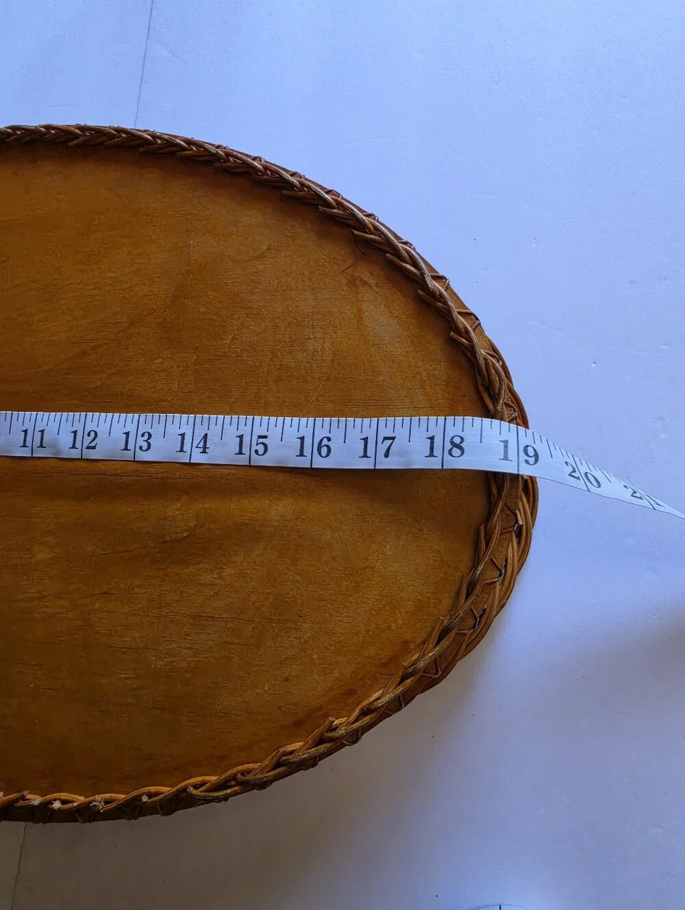 Asian Vintage Wicker Serving Tray Foil Paper Art Glass Top - 19